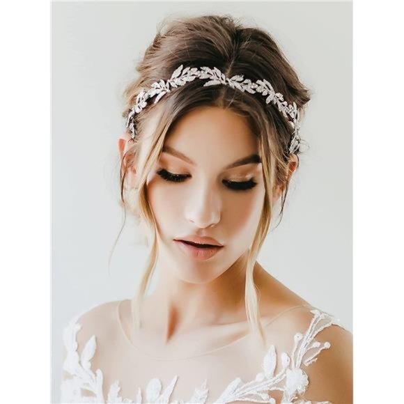 SWEETV Leaf Wedding Headpieces for Bride Silver Bridal Headband Flower Girl main image 6
